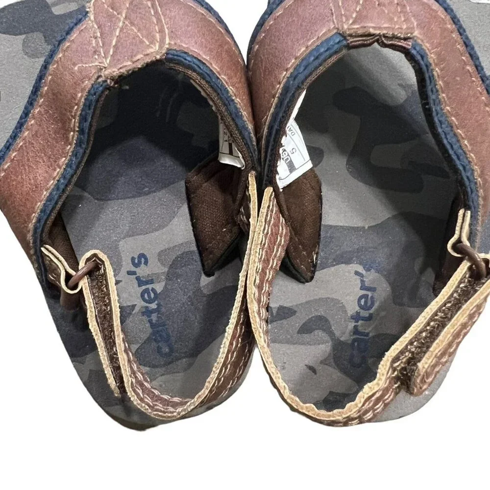 Carter's Sz 5 Brown Camouflage Flip Flops Sandals